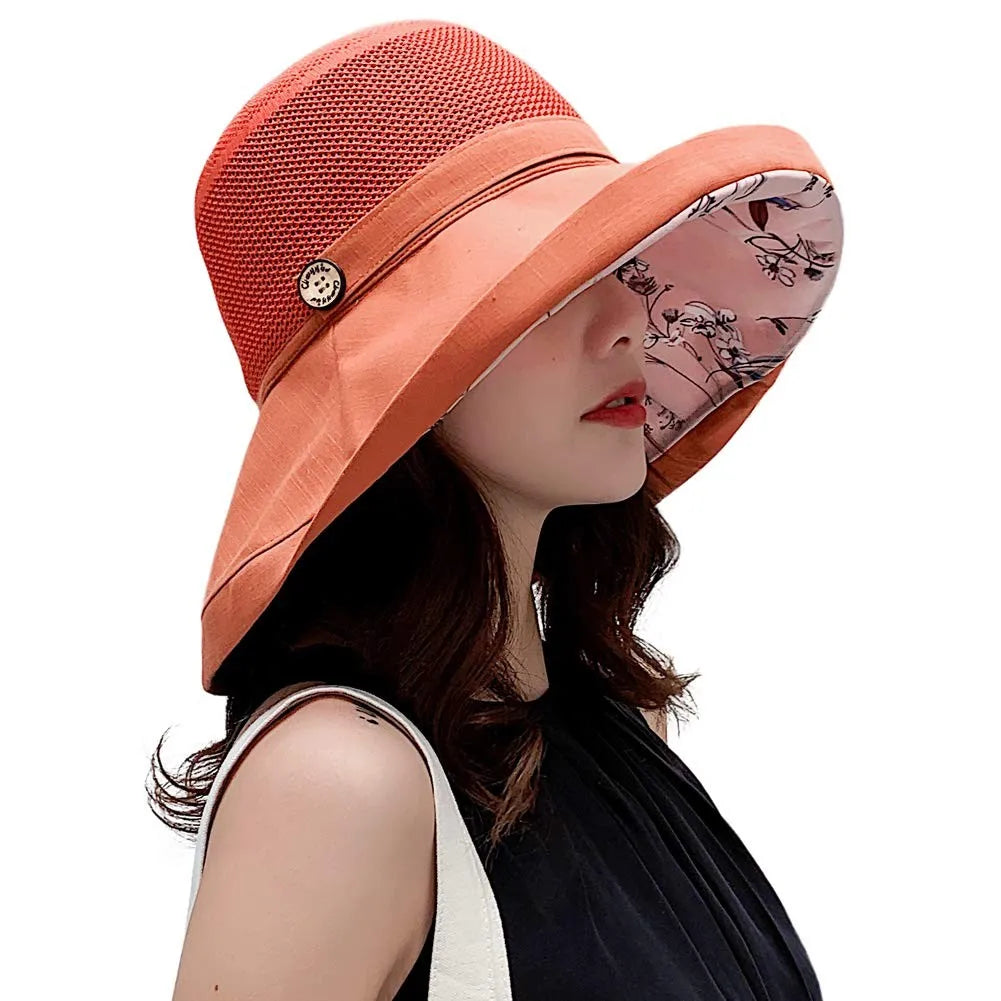 Summer Printed Wide Brim Hollow Breathable Hat For Women Holiday Beach Visor Panama Cap Sunscreen Sun Hat Summer Essentials
