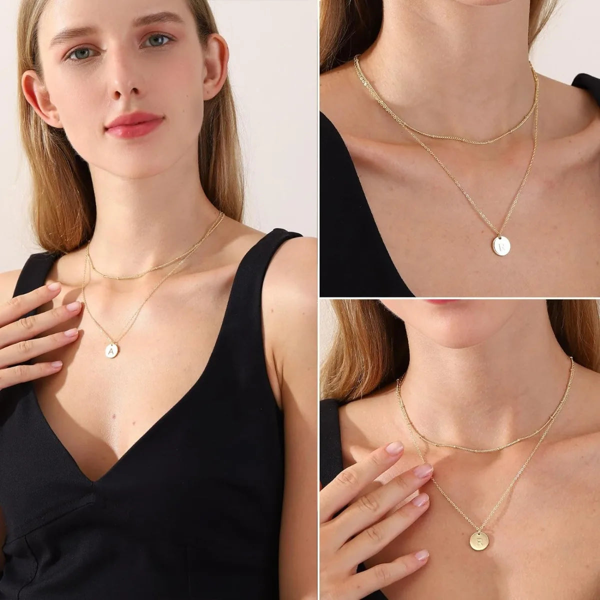 Layered Initial Necklaces for Women Gold Plated Letter Necklace Dainty Layering Necklaces for Women Initial Choker Necklace