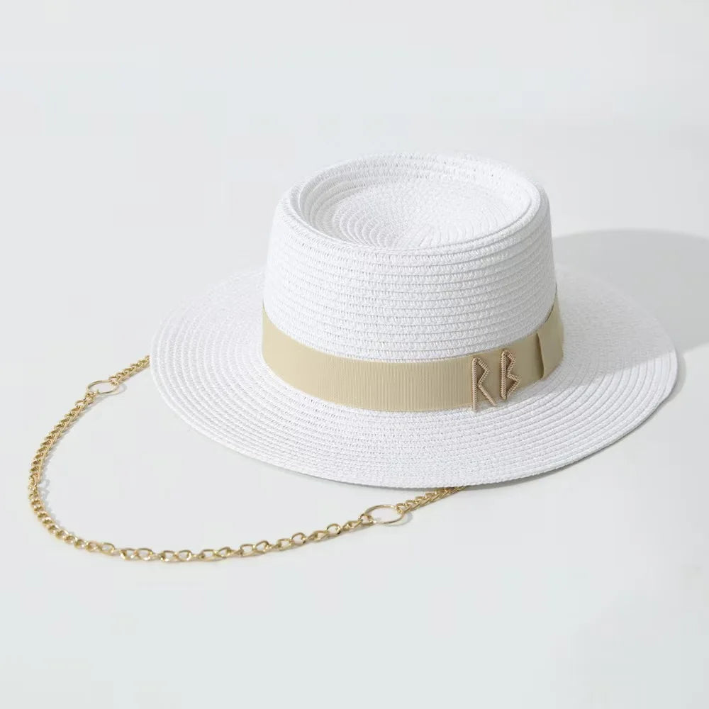 Summer Straw Hats for Women Ribbon Decoration Elegant Ladies Party Dress Hats Travel Beach Sun Hat Chapeau Femme