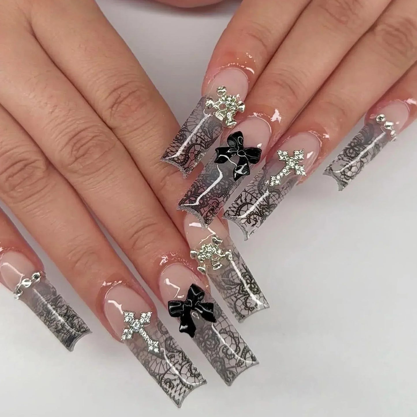 Black and White Press-On Nails