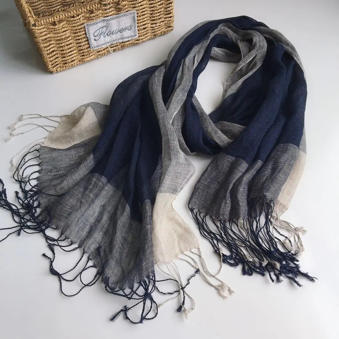 High Quality 100% Linen Scarf Plaid Shawl Four Seasons Scarves Muslim Scarves For Lady