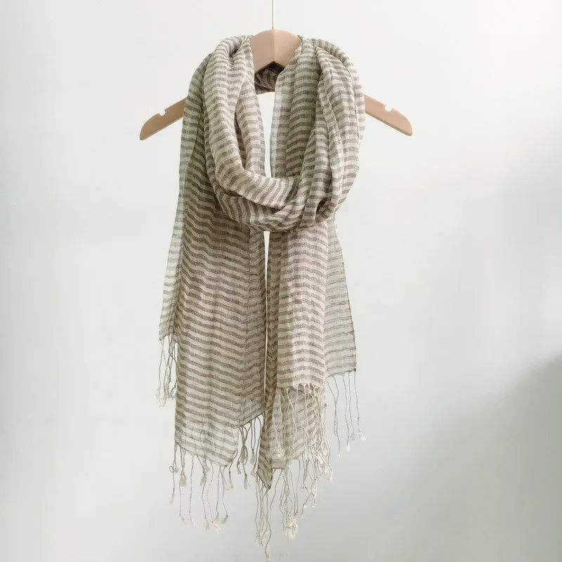 High Quality 100% Linen Scarf Plaid Shawl Four Seasons Scarves Muslim Scarves For Lady