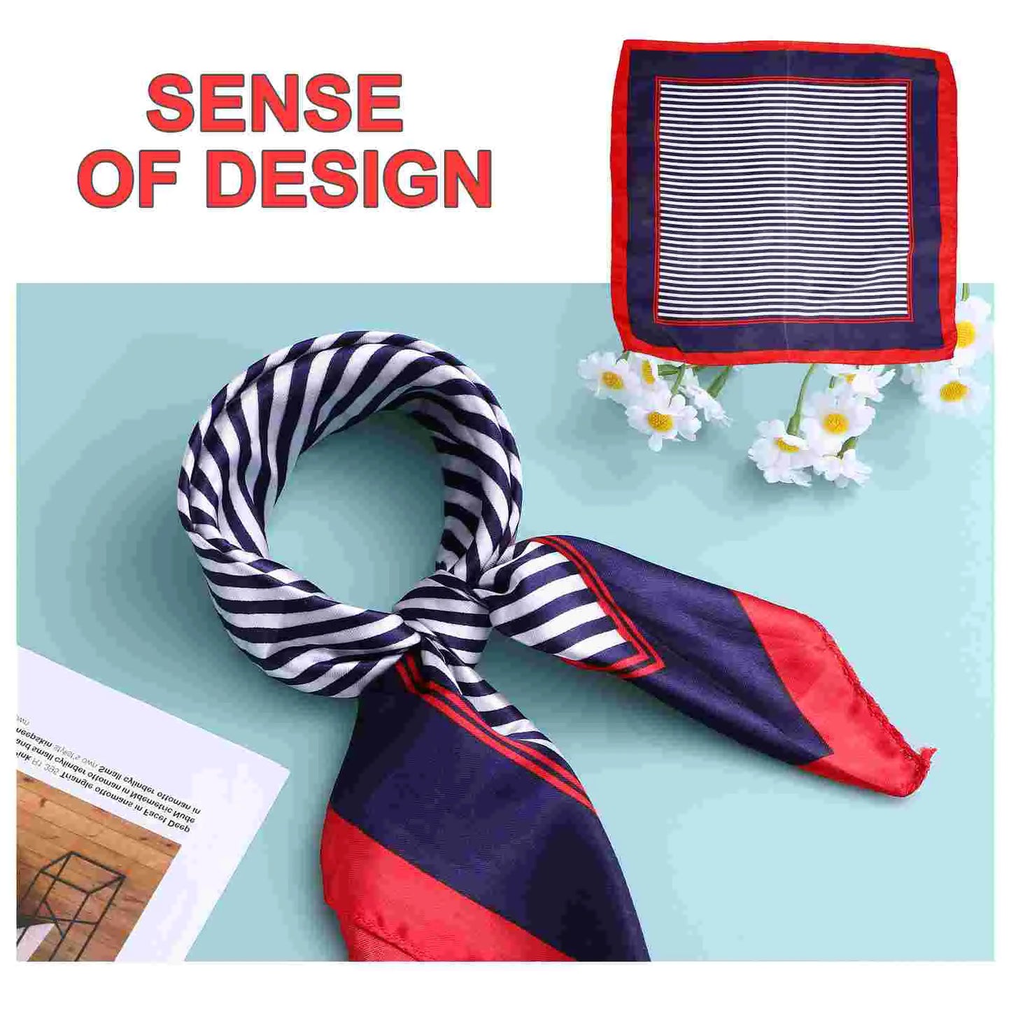 4 Pcs Business Attire Small Scarf Silk Neck for Women Simple Lady Stripe Neckerchief Fashionable Pattern Head