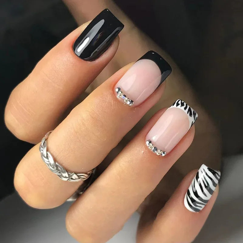 Black and White Press-On Nails