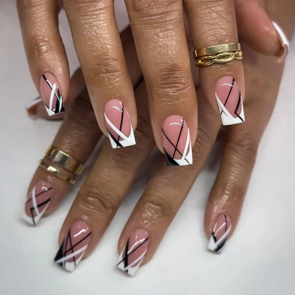 Black and White Press-On Nails