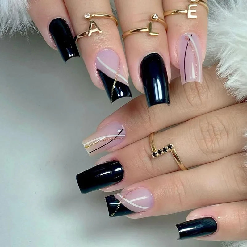 Black and White Press-On Nails