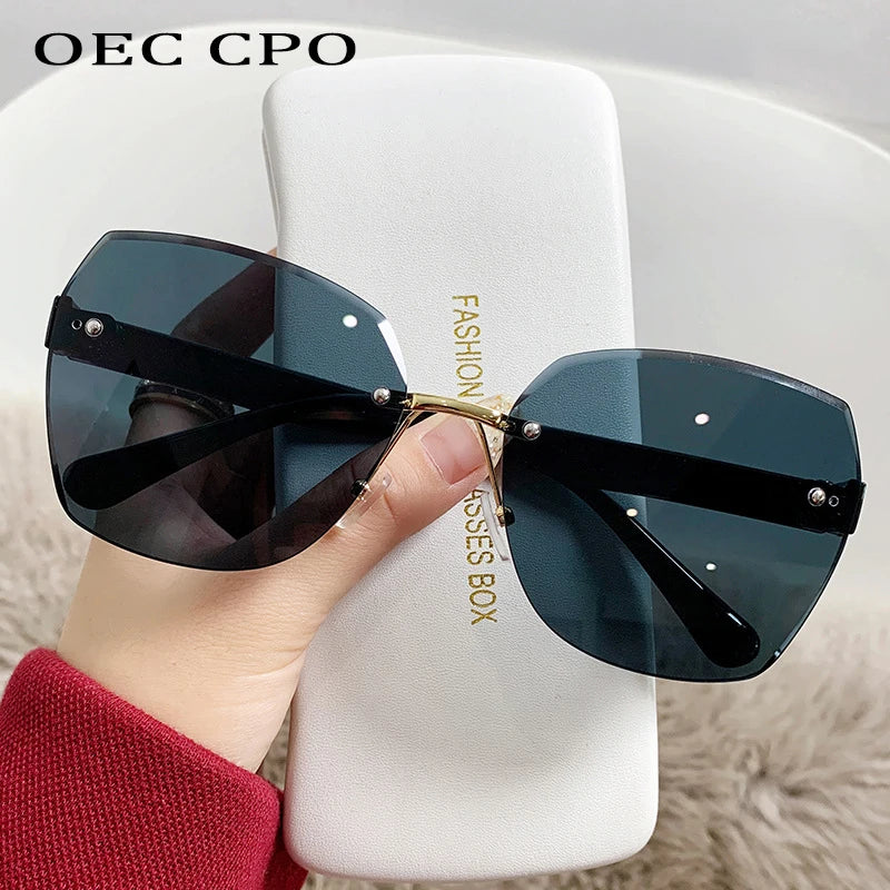 Fashion Rimless Sunglasses Women Trendy Gradient Lens Frameless Square Sun Glasses Female Retro Punk Shades UV400 Eyewear
