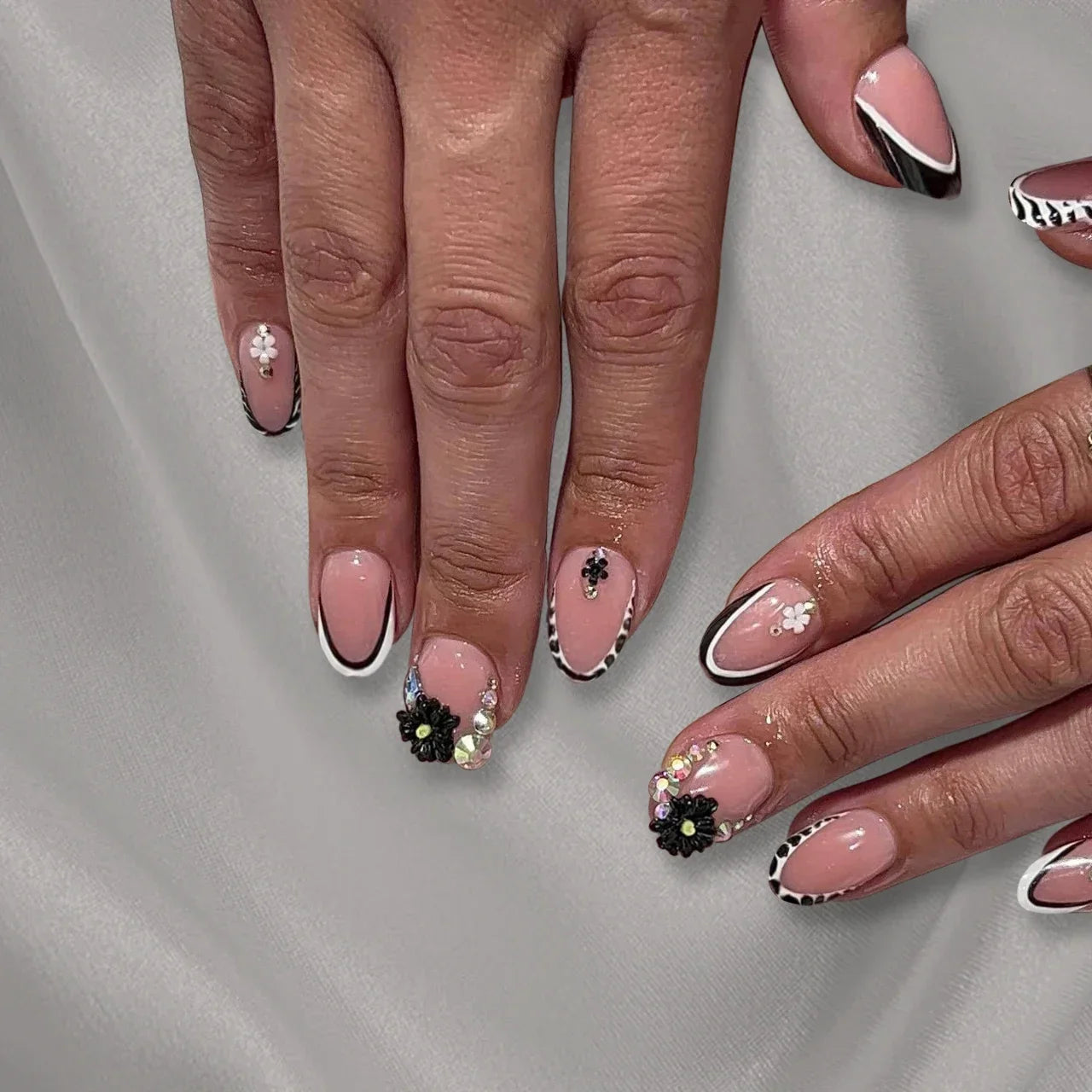 Black and White Press-On Nails