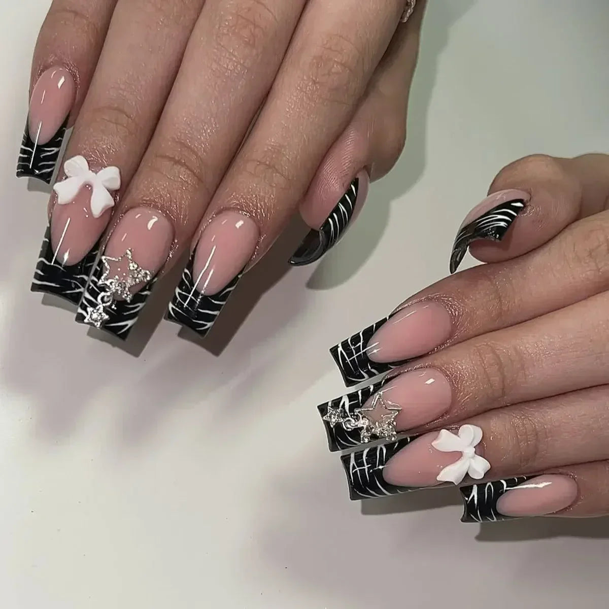 Black and White Press-On Nails