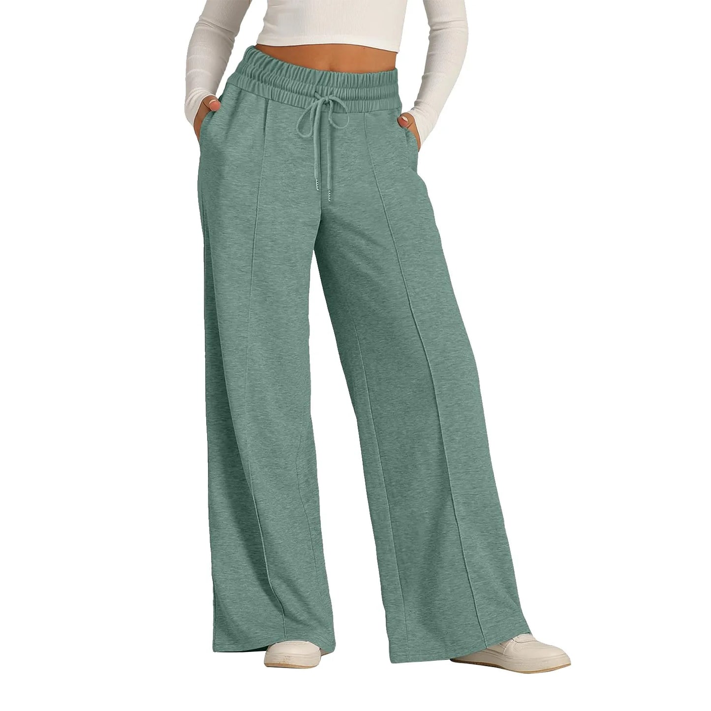 Wide Leg Pants For Women’S Fleece Lined Sweatpants Straight Pants Bottom All-Math Plain Fitness Joggers Pants Travel Basic