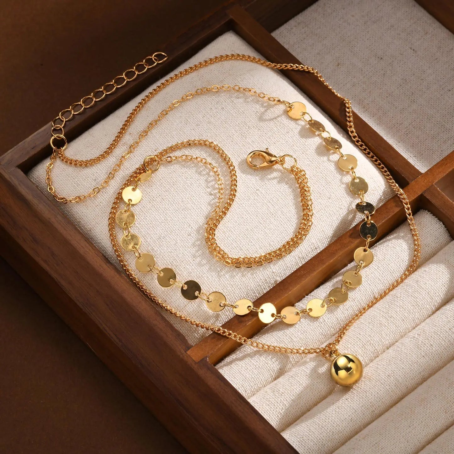 Layered Necklaces for Women Trendy, Bohe Ball Pendant,Chain Choker Necklaces, Non Tarnish Jewelry Gifts