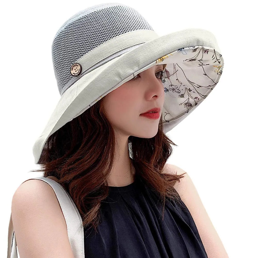Summer Printed Wide Brim Hollow Breathable Hat For Women Holiday Beach Visor Panama Cap Sunscreen Sun Hat Summer Essentials