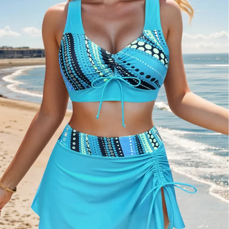 Summer Women Holiday Beachwear Sexy Cross Back Bikini Set for Women Slimming Two Piece Swimsuit with High Cut Bottoms Hot Sale