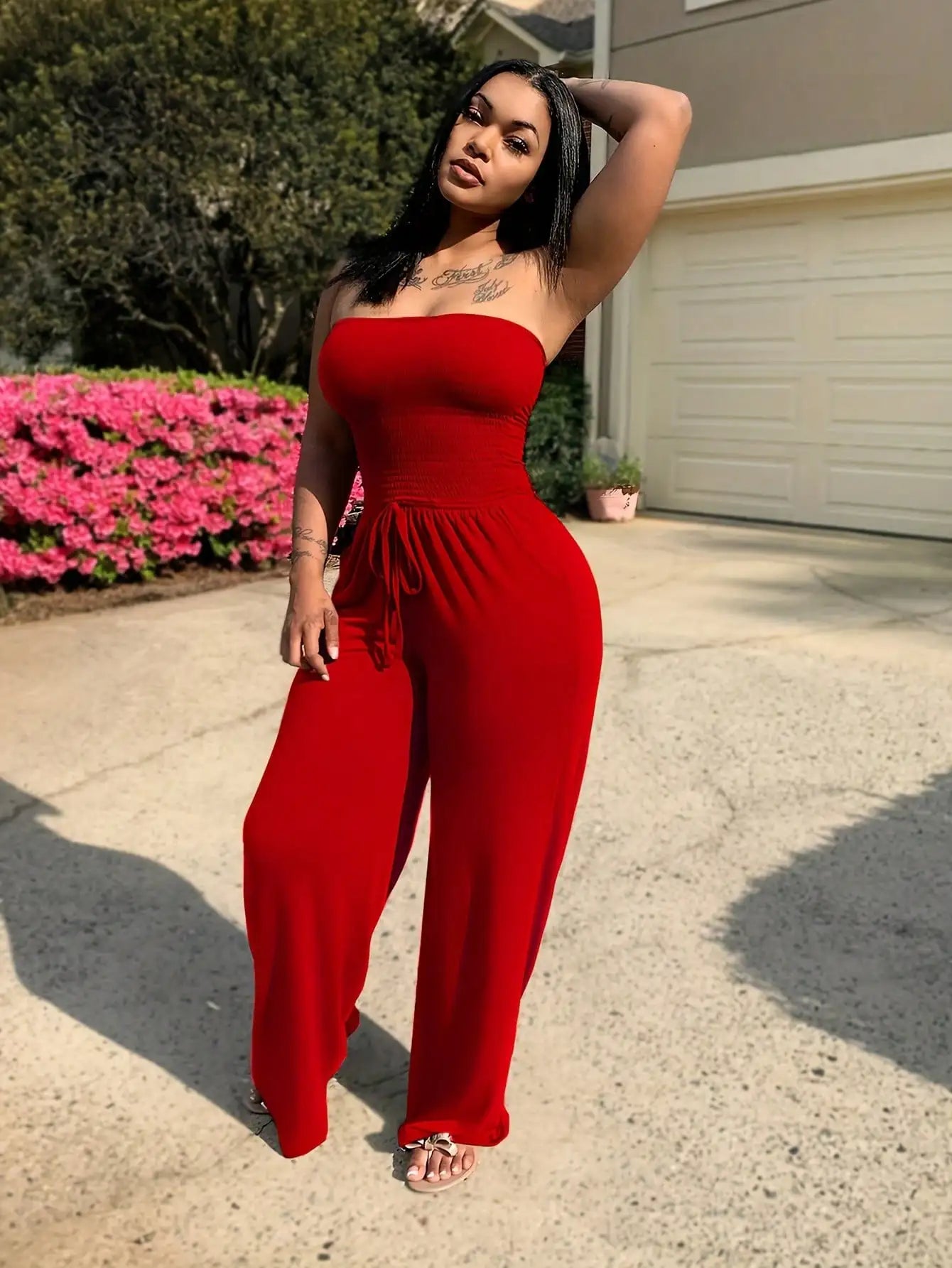 Women's Summer Jumpsuit Casual Strapless Romper Loose Sleeveless Overalls with Pockets Beach Jumpsuits 2025 Fashion Plus Size
