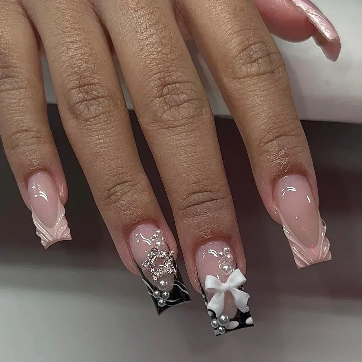 Black and White Press-On Nails