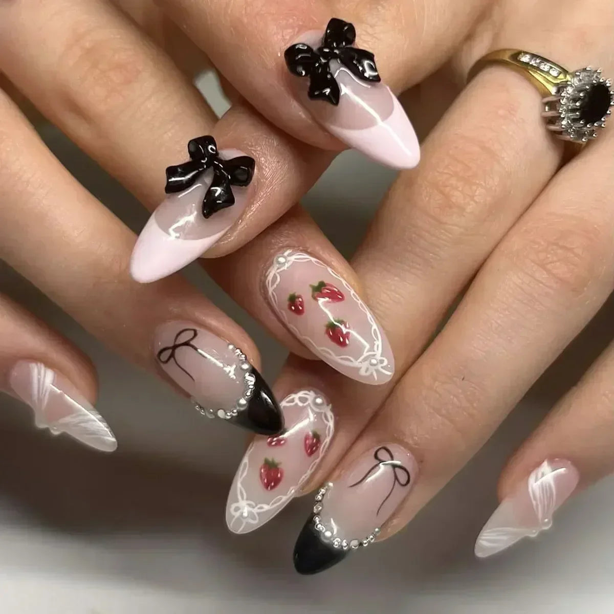 Black and White Press-On Nails