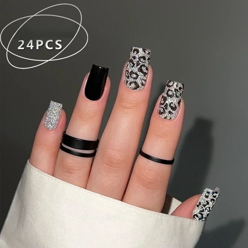 Black and White Press-On Nails