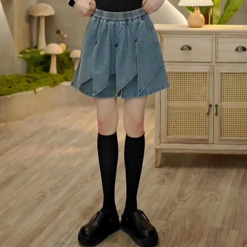 Denim Shorts Retro Women's Design-Oriented Versatile Hip-Hiding Fashion Slimming Shorts