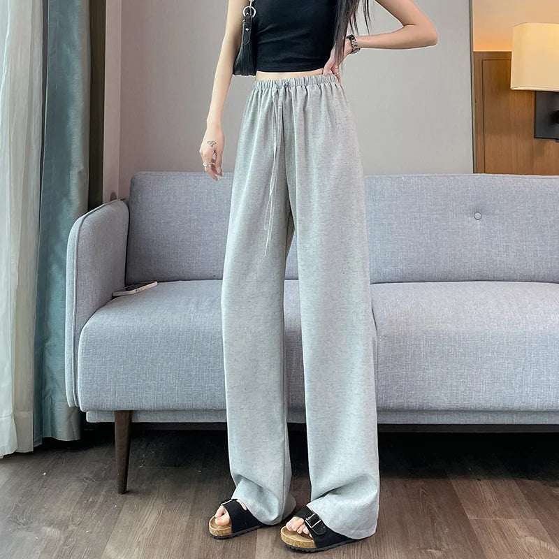 Linen Pants For Women Summer 2025 New Arrival High Waist Loose Casual Pants Trousers Korean Style Fashion Women's Pants