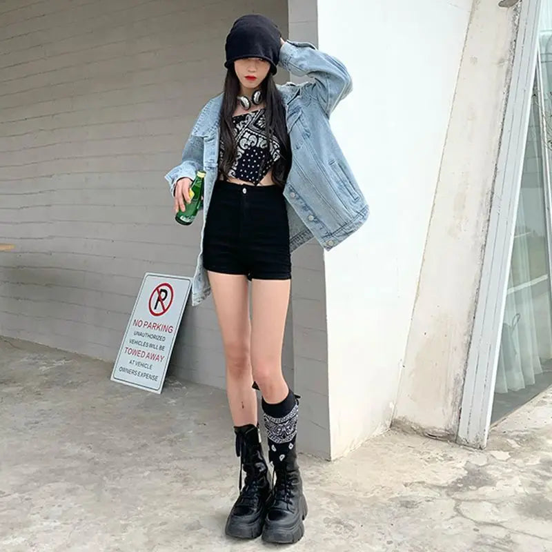 Denim Shorts for Women Black Skinny Short Jean Pants Booty High Waist Woman Tight Flowy Classic Outdoor Cheap Aesthetic Casual