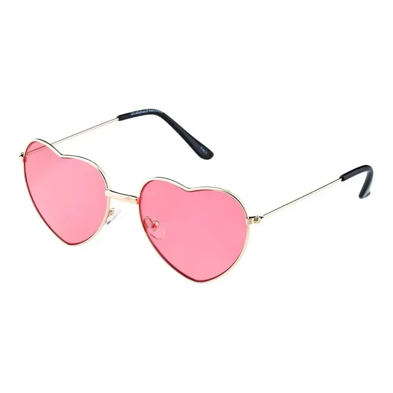 Ladies Pink Love Heart Shaped Sunglasses Women Girl Lolita Metal Frame Glasses Travel Fashion Womens Sunglass gafas de sol