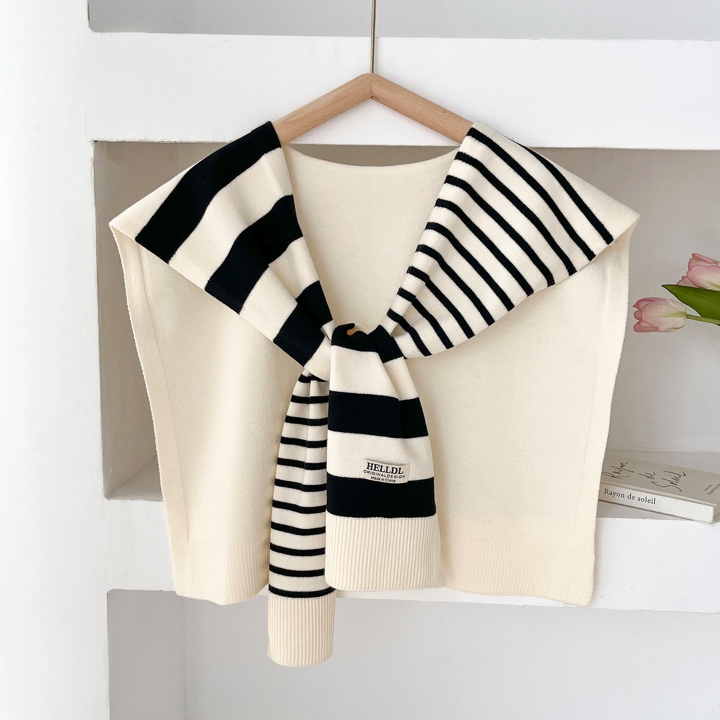 Women's Scarf Latest Design Knitted Preppy Striped Intersect Shawl High-Grade Summer Office Air-Conditioned Room Scarf 2025