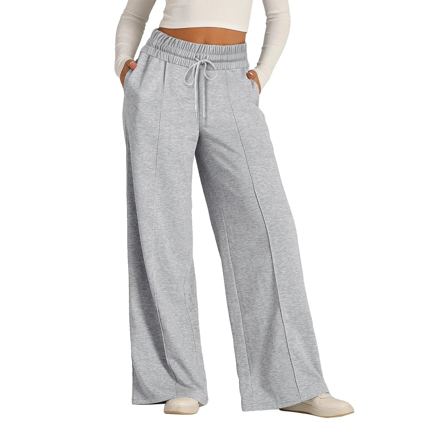 Wide Leg Pants For Women’S Fleece Lined Sweatpants Straight Pants Bottom All-Math Plain Fitness Joggers Pants Travel Basic