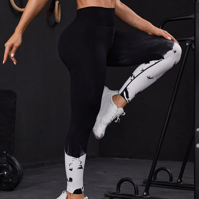 Two-piece Sets Seamless Black White Yoga Suit Sports Bra Top Fitness Running Pants High Waist Elastic Tight Leggings Active Tops