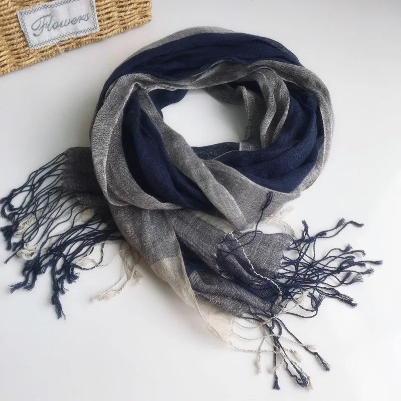 High Quality 100% Linen Scarf Plaid Shawl Four Seasons Scarves Muslim Scarves For Lady