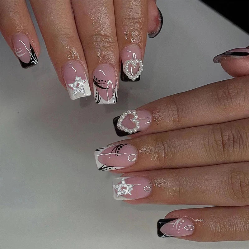 Black and White Press-On Nails