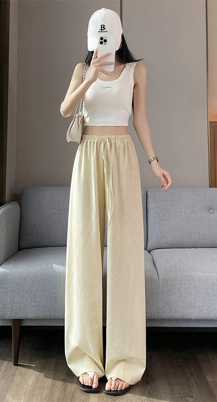 Linen Pants For Women Summer 2025 New Arrival High Waist Loose Casual Pants Trousers Korean Style Fashion Women's Pants