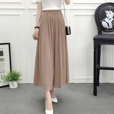 Wide leg pants pleated chiffon high waisted loose skirt pants with large hem and drape feeling, large size random linen spring/s