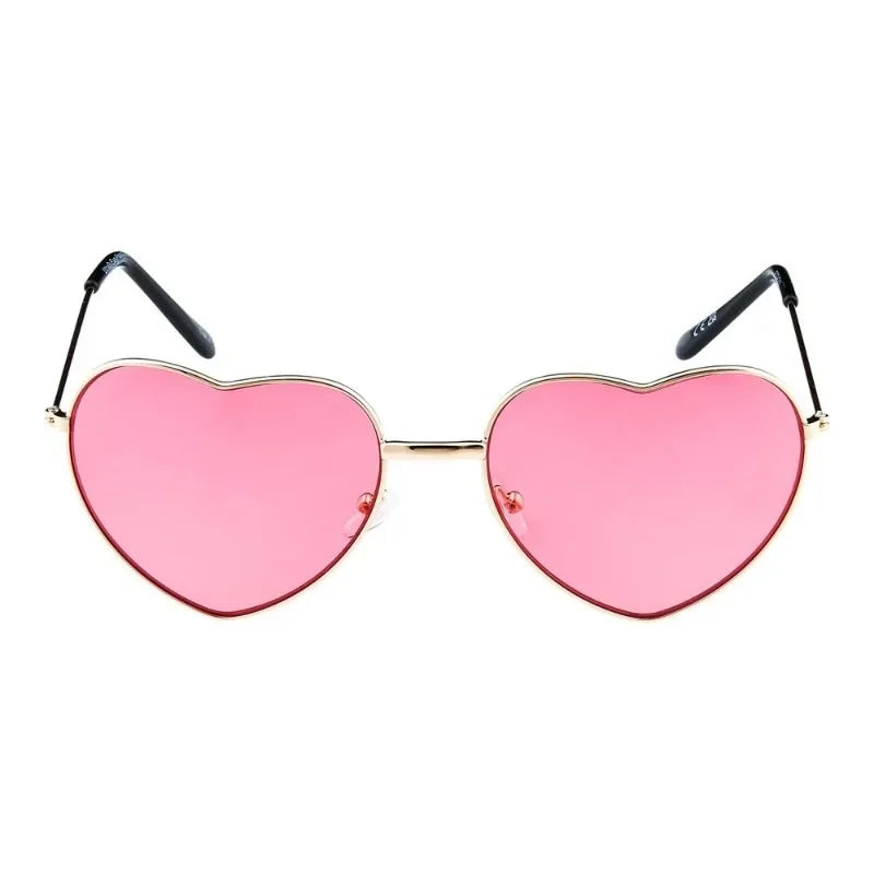 Ladies Pink Love Heart Shaped Sunglasses Women Girl Lolita Metal Frame Glasses Travel Fashion Womens Sunglass gafas de sol