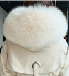 Fashion Solid Color Big Fur Collar Plush Lining Cotton Coat