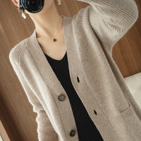 Women's Autumn And Winter New Pure Wool Cardigan
