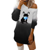 Fashion Tops Europe And America Hot Selling Round Neck Off Shoulder Printed Ladies Dress