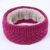 Winter warm men and women bib solid color wool knit plus velvet thick collar European and American scarves