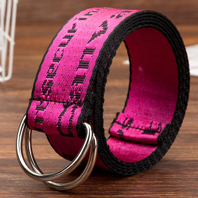 Double loop buckle canvas belt