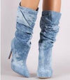 High heeled pointed mid boot