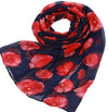 Red Poppy Scarf Print Long Scarves Flower