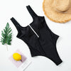 Ladies zipper sexy one-piece printed swimsuit women swimwear