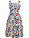 European And American Autumn And Winter Women'S Sexy Sling Lace-Up A-Line Floral Dress