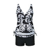 European And American Plus Size Printing Split Boxer Black Pants Bikini Ladies Swimwear Swimwear