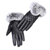 Ladies Fur Ball Pu Gloves Winter Plus Velvet Cute Gloves Touch Screen Touch Warm Gloves Factory Direct Sales