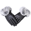Ladies Fur Ball Pu Gloves Winter Plus Velvet Cute Gloves Touch Screen Touch Warm Gloves Factory Direct Sales