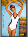 Ladies Black And White Backless Swimwear