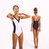 Ladies Black And White Backless Swimwear