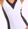 Ladies Black And White Backless Swimwear