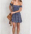 European And American Style Sexy One-neck Strapless Elastic Waist Floral Short Dress