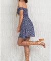 European And American Style Sexy One-neck Strapless Elastic Waist Floral Short Dress
